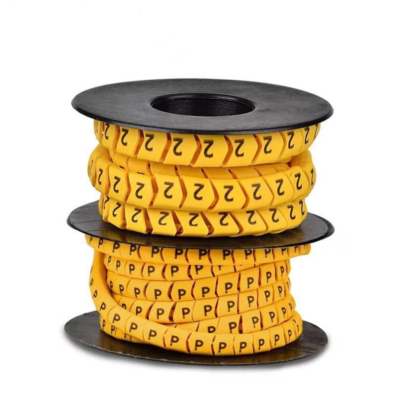 Yellow Flat Cable Marker for Cables Ranging Soft PVC Material