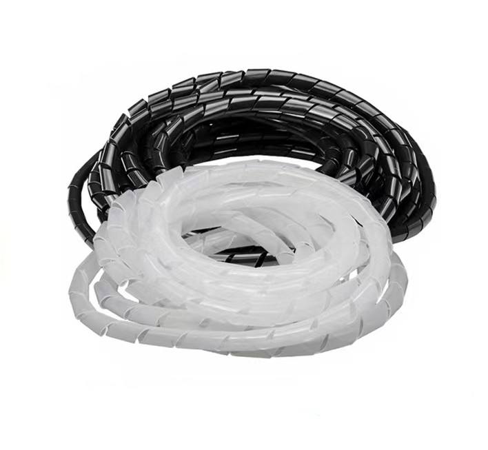 Spiral Wire Wrapping Cable Protection PE Cable Sleeves Black White Nylon Material 30mm Diameter Spiral Wrapping Bands