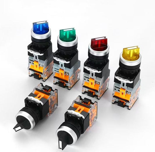 Combination 22mm Plastic Button Switch Momentary 2/3 Speed Knob with Light Push Button Switch for 10A Max Current