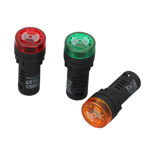 22mm Mounting Size Electrical Buzzer 12V ~220V Alarm BuzzerFlash Plastic Indicator Light Buzzer
