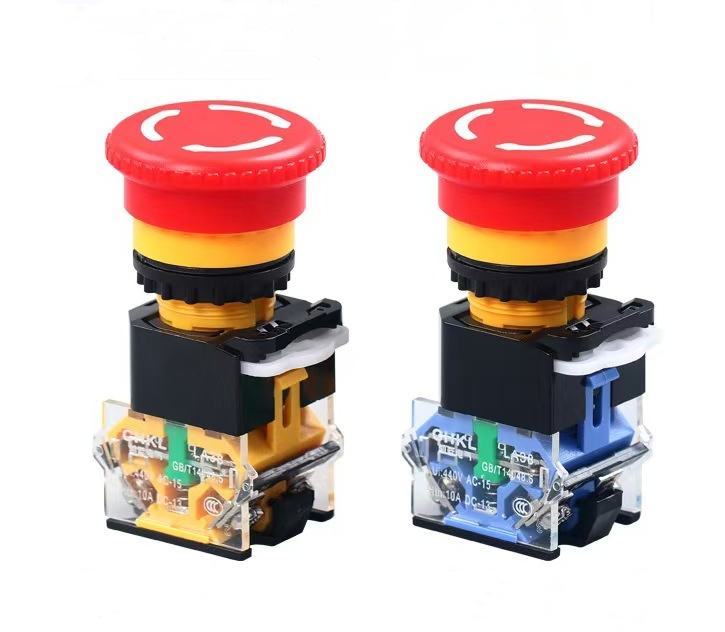 Emergency Stop Self-locking Button Switch Mushroom Cap 22mm Push Button Switch IP65 Plastic Base 1NO+1NC
